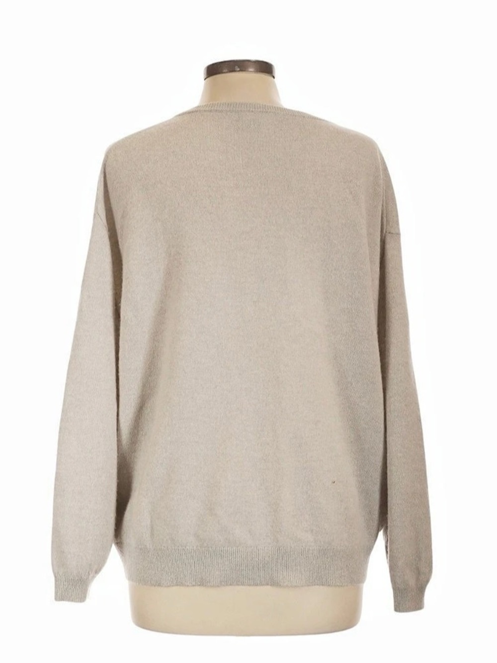 J Crew 100% Cashmere Beige Taupe V-Neck Sweater - Picture 2 of 2